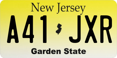 NJ license plate A41JXR