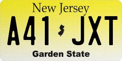 NJ license plate A41JXT