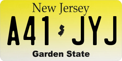 NJ license plate A41JYJ