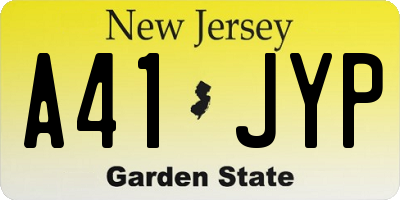 NJ license plate A41JYP