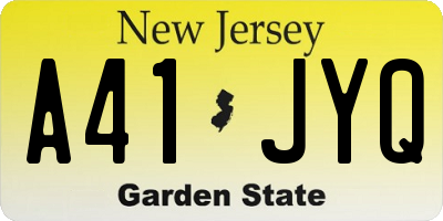 NJ license plate A41JYQ