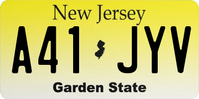 NJ license plate A41JYV