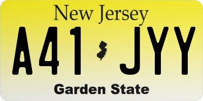 NJ license plate A41JYY