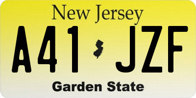 NJ license plate A41JZF
