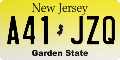 NJ license plate A41JZQ