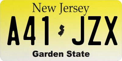 NJ license plate A41JZX