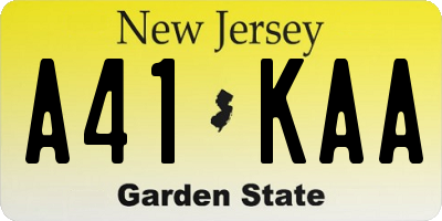 NJ license plate A41KAA