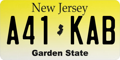 NJ license plate A41KAB
