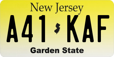 NJ license plate A41KAF