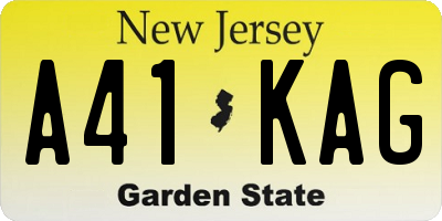 NJ license plate A41KAG