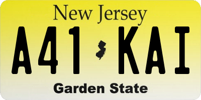 NJ license plate A41KAI