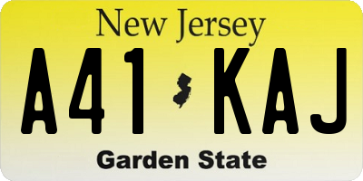 NJ license plate A41KAJ