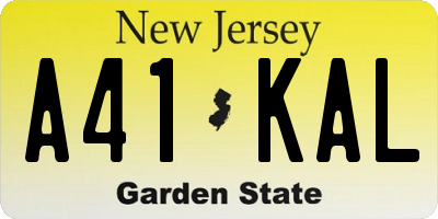 NJ license plate A41KAL