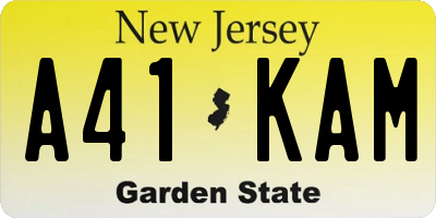 NJ license plate A41KAM
