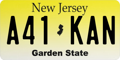 NJ license plate A41KAN
