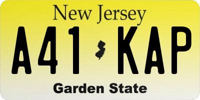 NJ license plate A41KAP