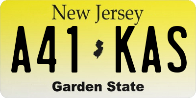 NJ license plate A41KAS