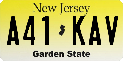 NJ license plate A41KAV