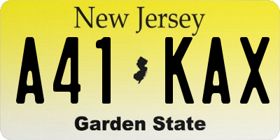 NJ license plate A41KAX