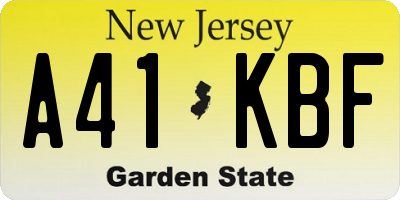 NJ license plate A41KBF