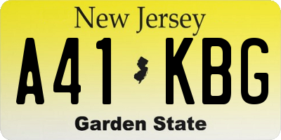 NJ license plate A41KBG