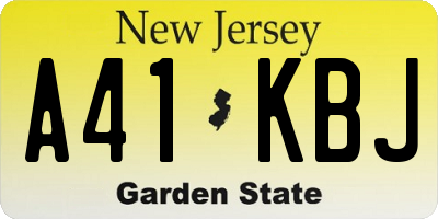 NJ license plate A41KBJ