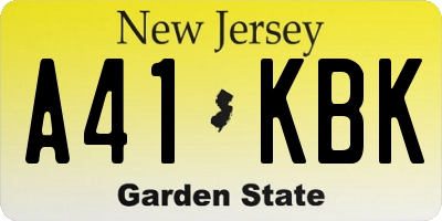 NJ license plate A41KBK
