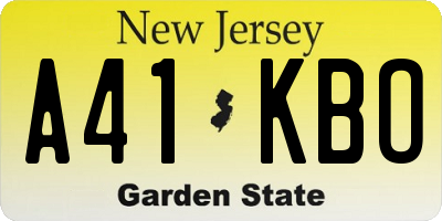 NJ license plate A41KBO