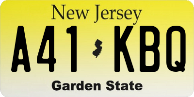 NJ license plate A41KBQ