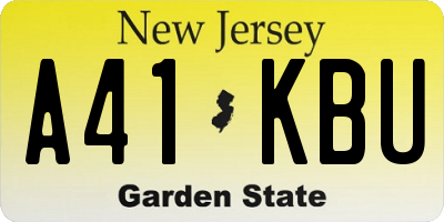 NJ license plate A41KBU