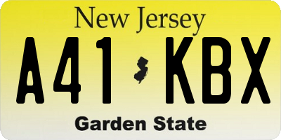 NJ license plate A41KBX