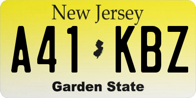 NJ license plate A41KBZ