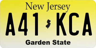 NJ license plate A41KCA