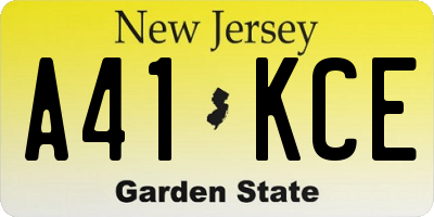 NJ license plate A41KCE