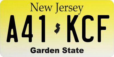 NJ license plate A41KCF