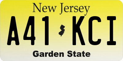 NJ license plate A41KCI