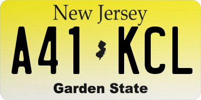 NJ license plate A41KCL