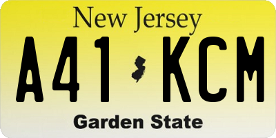 NJ license plate A41KCM