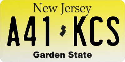 NJ license plate A41KCS