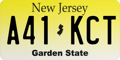 NJ license plate A41KCT