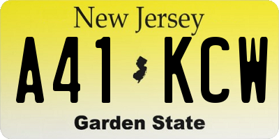 NJ license plate A41KCW