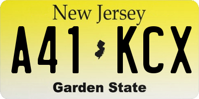 NJ license plate A41KCX
