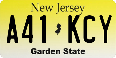 NJ license plate A41KCY
