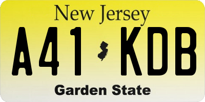 NJ license plate A41KDB