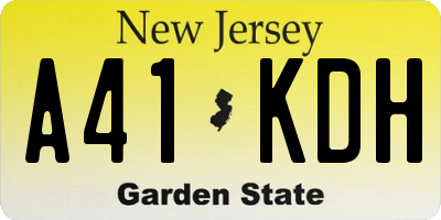 NJ license plate A41KDH