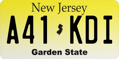 NJ license plate A41KDI