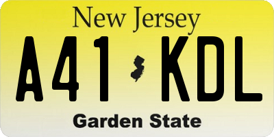NJ license plate A41KDL