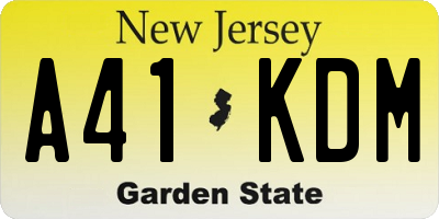 NJ license plate A41KDM