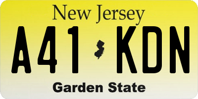 NJ license plate A41KDN
