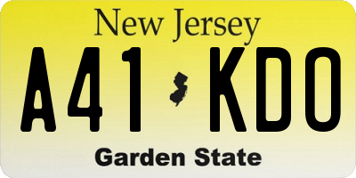 NJ license plate A41KDO